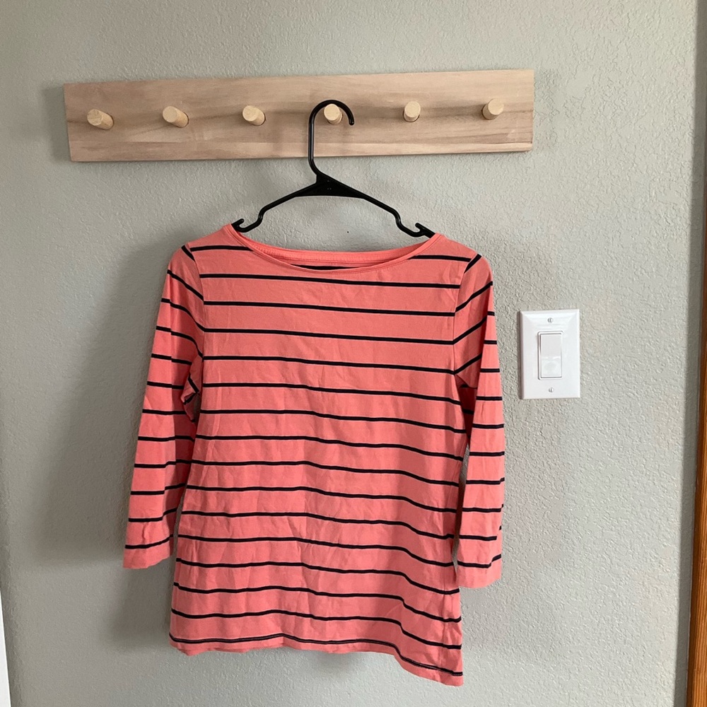 Three Quarter Length Peach and Navy Blue Shirt